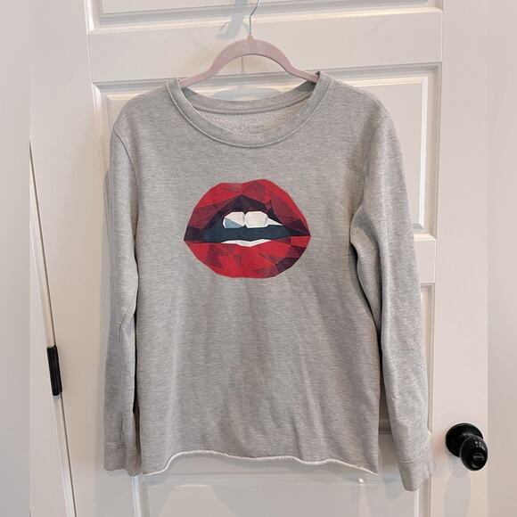 Nordstrom Lips Gray Sweatshirt Medium - Picture 1 of 3